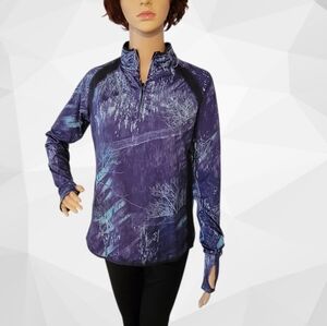 Realtree Colosseum Womens Medium 1/4 Zip Pullover Hunting Camo Shirt thumbholes